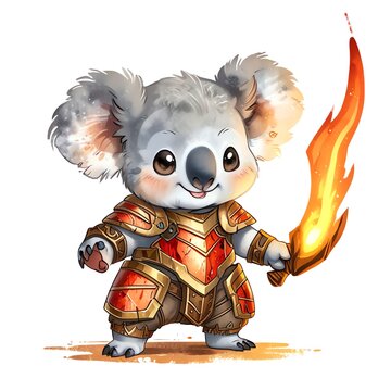 Fototapeta Adorable Koala Warrior: A Fantasy Character Illustration