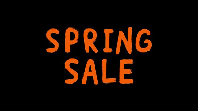 Sloppy Animated orange &ldquo;Spring Sale&rdquo; Title on Black Background for trade business and commerce