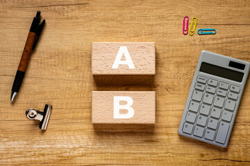 There is wood block with the word A or B. It is as an eye-catching image.