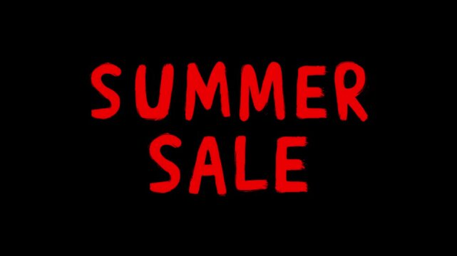 Sloppy Animated red &ldquo;Summer Sale&rdquo; Title on Black Background for trade business and commerce