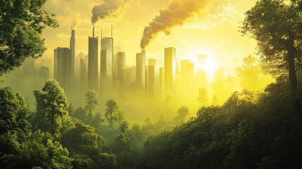 Urban pollution impacting lush nature