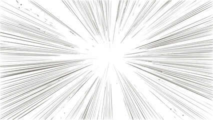 Dynamic black and white speed lines radiating from center, comic style explosion. Vector illustration