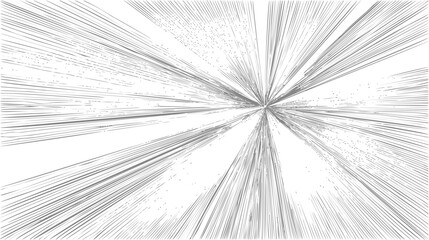 Dynamic abstract black lines radiating from a point, manga speed lines. Vector illustration