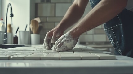Potter Shaping Clay on a Workbench