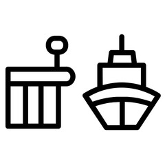 Boat Dock Harbor Line Icon