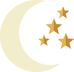 Obraz premium Crescent moon with four golden stars vector illustration celestial night sky design 
