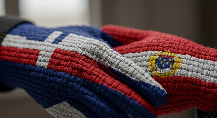 Closeup Handshake: US and China Flags on Gloves