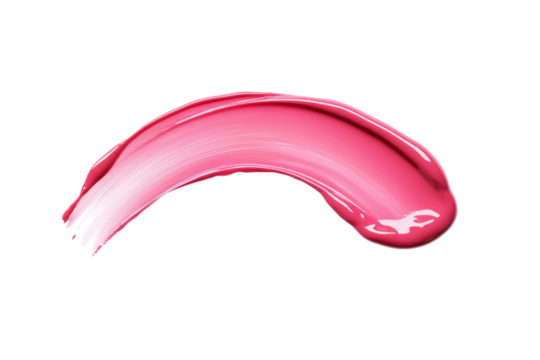 Pink lip gloss is shown in a white background, isolated