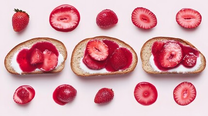 Delicious Strawberry Toast with Cream Cheese and Jam