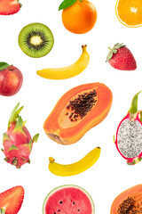 Various of fruits pattern isolated on white background.
