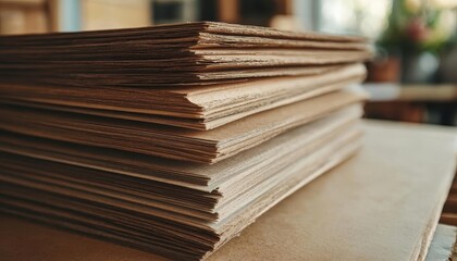 Obraz premium A closeup of recycled paper products on a desk, EcoFriendly Products, Simple and practical