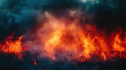 A closeup of smoke rising from wildfires in the distance, Natural Disaster, Worrying and dramatic