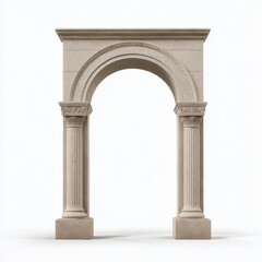 Stone archway with columns isolated on white background