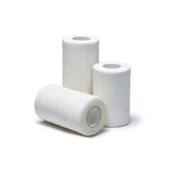 Three bandage rolls isolated on white background