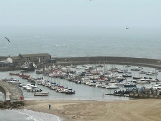 Lyme Regis harbour landscape Dorset England 