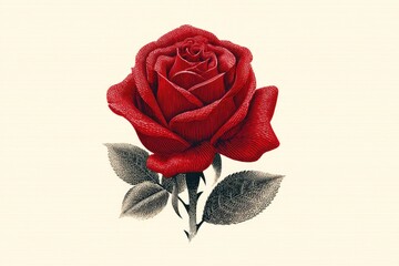 Detailed illustration of a vibrant, single red rose.