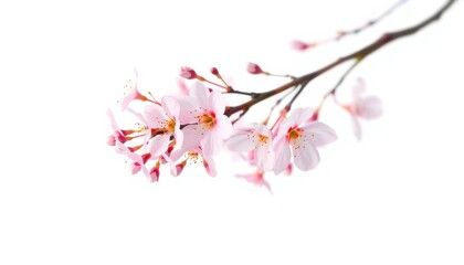 Fototapeta premium Delicate Pink Blossom Branch Against White Background