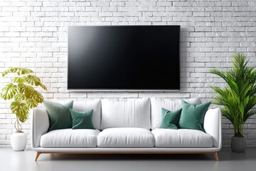 Modern minimalist living room featuring a flat screen television.