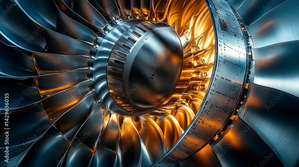 Aufkleber detailed close-up view of intricate jet engine components.