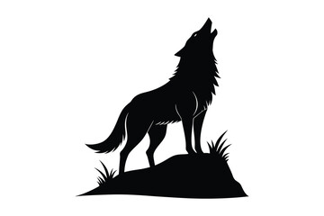 Wolf howling vector silhouette illustration