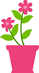 Decorative flower vase vector with blooming bouquet in flat style. Great for greeting cards, spring graphics, home decor designs, and floral-themed illustrations.