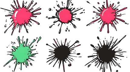 Abstract Ink Splatter Paint Design Elements