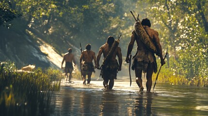 hunting cavemen in a river