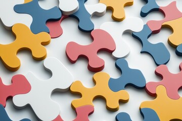 A playful, minimalistic puzzle pattern featuring 15 unique shapes, designed for educational and corporate training visuals."