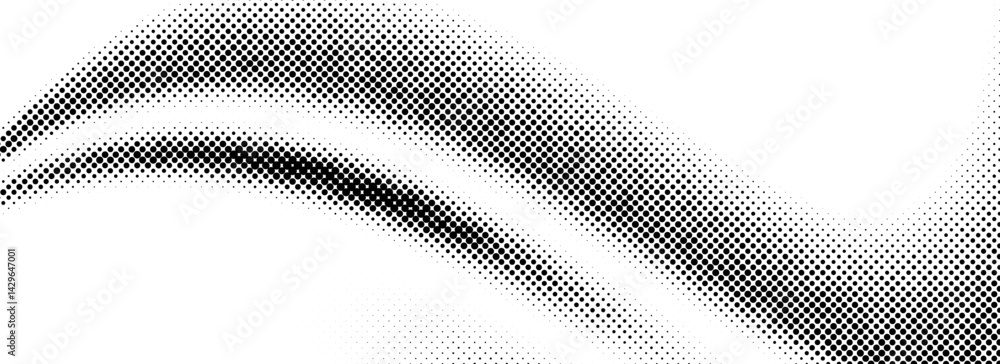 Aufkleber black halftone wave pattern. abstract grain fluid texture. dotted curve dot flow wallpaper. grit und