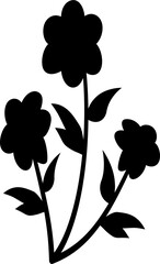 Black silhouette flower vector for crafts, decals, fabric patterns, and minimal nature-themed designs. Clean and versatile graphic element.