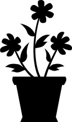 Black silhouette flower vector for crafts, decals, fabric patterns, and minimal nature-themed designs. Clean and versatile graphic element.