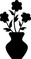 Black silhouette flower vector for crafts, decals, fabric patterns, and minimal nature-themed designs. Clean and versatile graphic element.