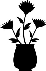 Black silhouette flower vector for crafts, decals, fabric patterns, and minimal nature-themed designs. Clean and versatile graphic element.