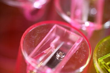 Close up shot of plastic sharpener