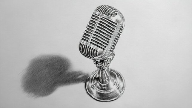 Classic Microphone Sketch Vintage Style ideal for capability statement design elements