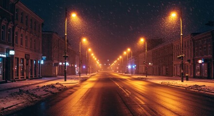 Winter Street at Night (Photo)