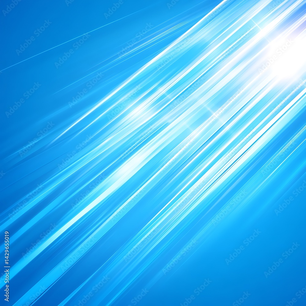 Poster abstract light rays diagonal across a deep blue background