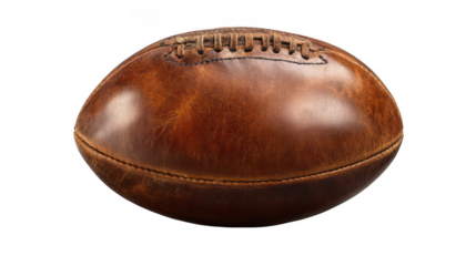 A vintage leather American football, isolated on a white background, png