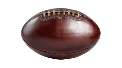 A vintage leather American football, isolated on a white background, png