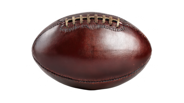 A vintage leather American football, isolated on a white background, png
