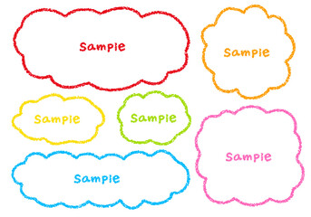 手描きのクレヨン素材　ラフな形のフレームセット