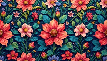 Intricate floral design, repeating seamlessly , floral pattern, floral, leaf