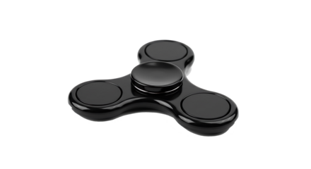 Black fidget spinner on white background.
