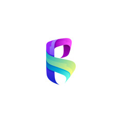 Abstract B logo with 3d colorful design, modern style