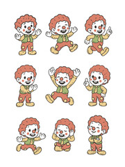 Cute Clown Doodle Style Illustration
