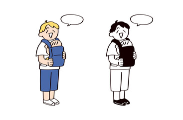 赤ちゃんをとお父さんのイラストセット