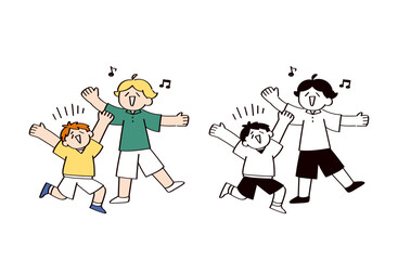 楽しそうな人たちのイラストセット