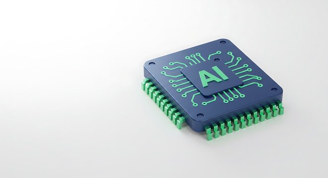 ai artificial intelligence computer processor chip circuit 3d icon illustration render design

