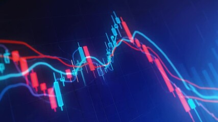 Dynamic stock market chart with fluctuating prices.