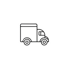This vector illustration depicts a delivery truck icon, a symbol of transport and cargo, presented clearly on a white background, ideal for business and shipping designs